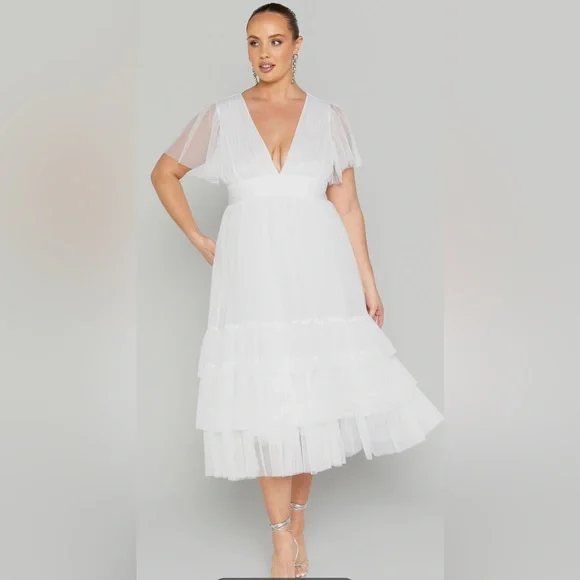 knee length dresses for ladies Petal and Pup Women's Annette Puff Sleeve Shirred Midi Dress main image 1